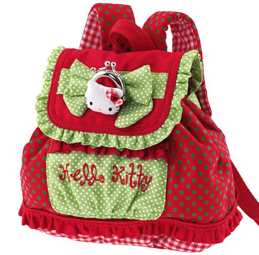 Foto Mochila roja y verde Hello Kitty