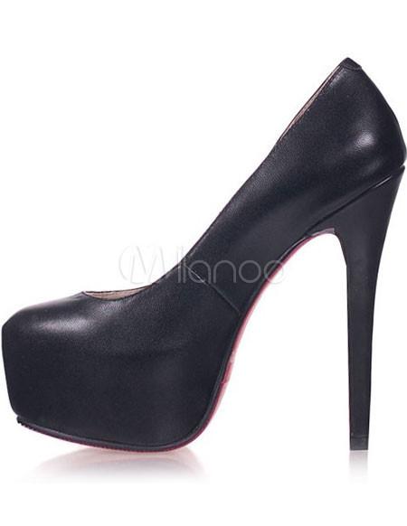 Foto Moda piel de oveja negra 4 3/4'' tacón 4/5'' plataforma Womens tacones