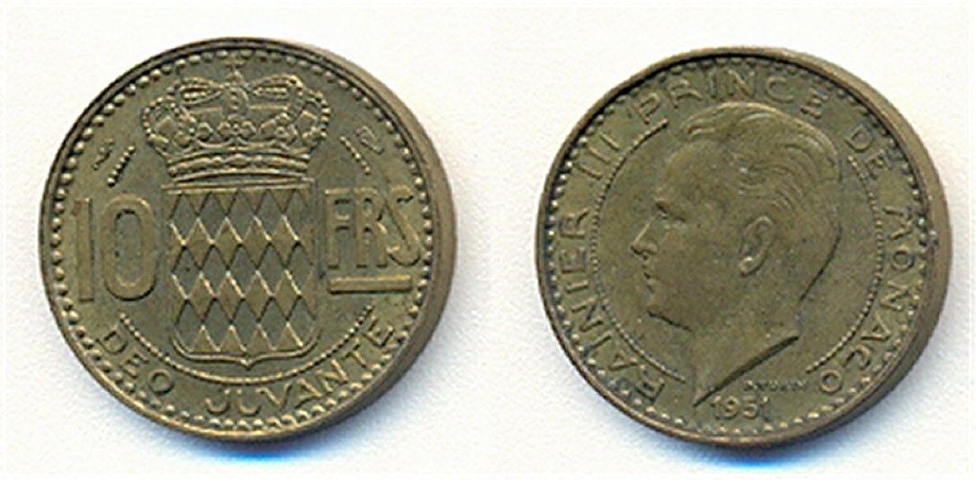 Foto Monaco 10 Francs 1951 foto 424330
