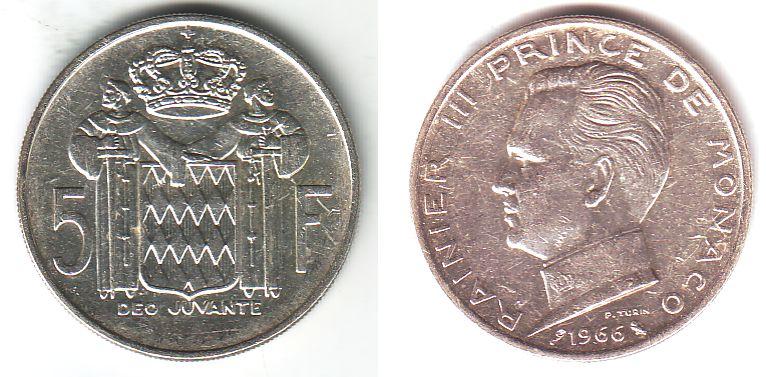 Foto Monaco 5 Francs 1966 foto 424361
