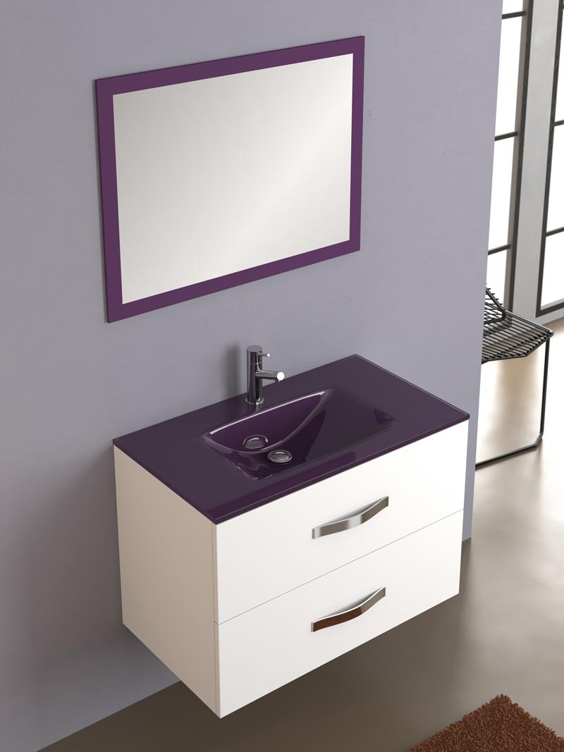 Foto Mueble de baño deva 80 blanco de torvisco con lavabo de cristal