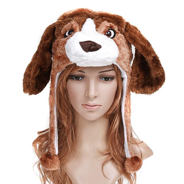 Foto Multifunctional Cartoon Animal Dog Plush Warm Cap Hat Earmuff Scarf Br foto 627436