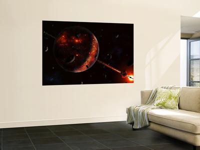 Foto Mural A Scene Portraying the Early Stages of a Solar System Forming de Stocktrek Images, 183x122 in. foto 620514