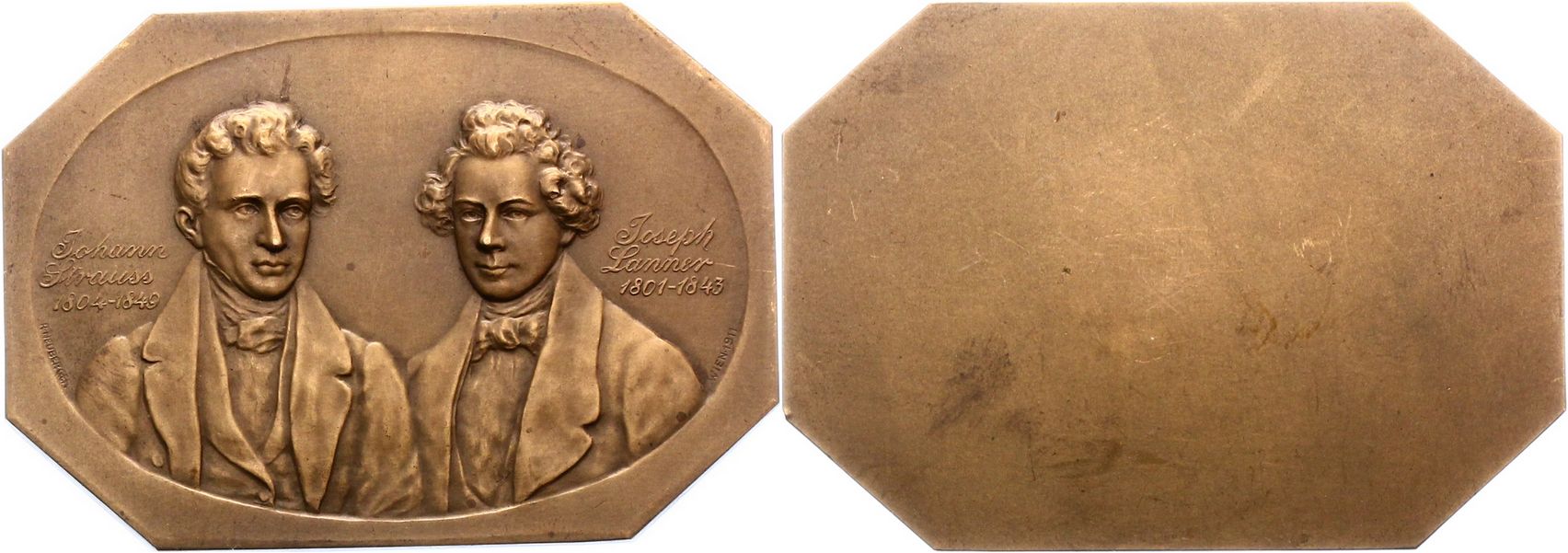 Foto Musiker Einseitige Bronzeplakette 1911