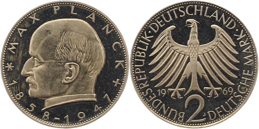 Foto Münzen der Bundesrepublik Deutschland 2 Mark 1969 J