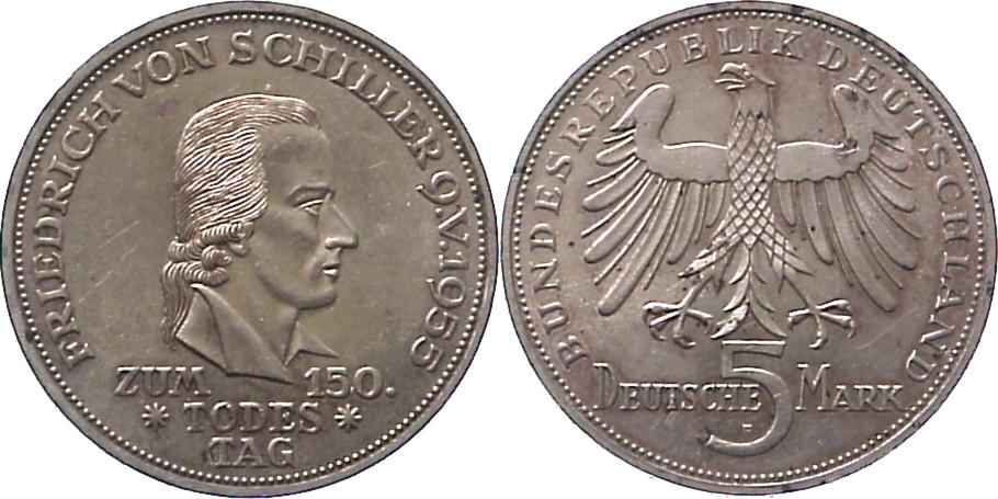 Foto Münzen der Bundesrepublik Deutschland 5 Mark 1955 F