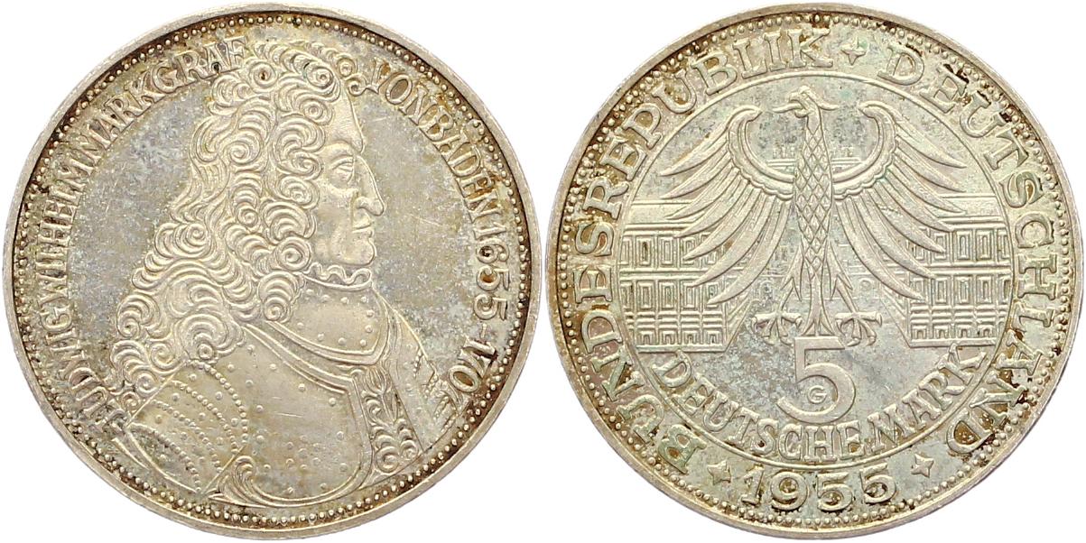 Foto Münzen der Bundesrepublik Deutschland 5 Mark 1955 G