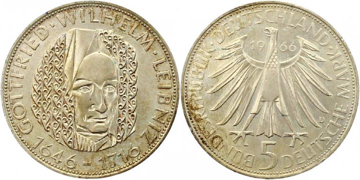 Foto Münzen der Bundesrepublik Deutschland 5 Mark 1966 D