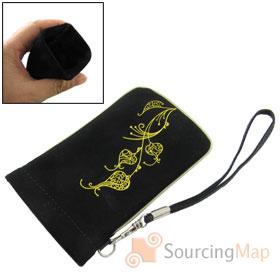 Foto negro de piel sintética flor amarilla bolsa de bolsa para el iPhone 3G foto 35836