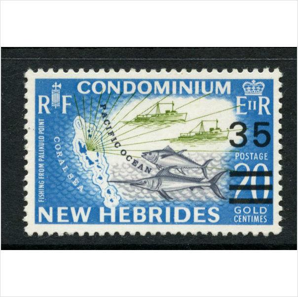 Foto New Hebrides - British 1970 Map of New Hebrides (Surcharged) Scott 141 MNH foto 250526