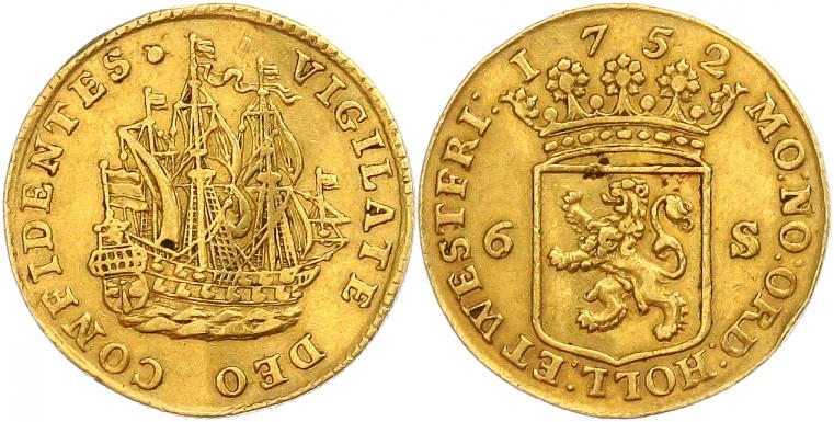 Foto Niederlande-Holland, Provinz Doppeldukat Gold 1752