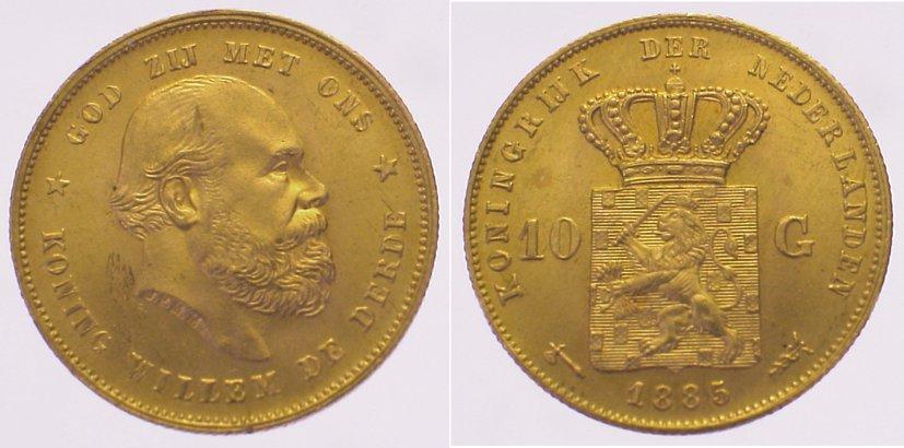 Foto Niederlande-Königreich 10 Gulden Gold 1885 foto 604514