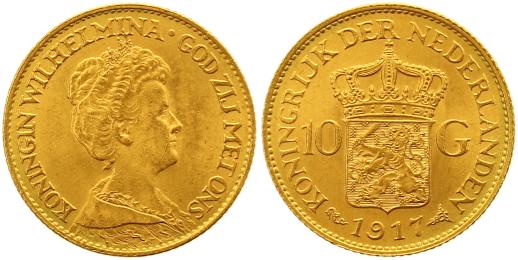 Foto Niederlande-Königreich 10 Gulden Gold 1917 foto 604512