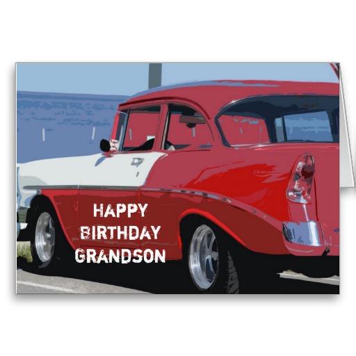 Foto Nieto del cumpleaños, coche del vintage Felicitación foto 412351