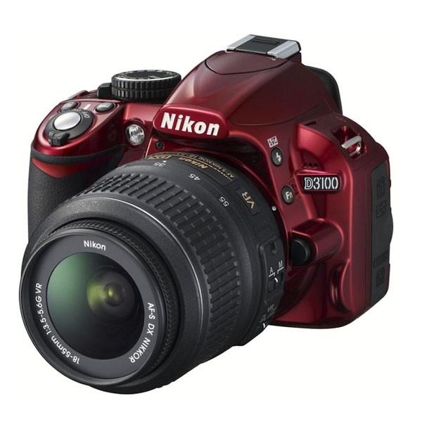 Foto Nikon D3100 Digital SLR cámara con el Kit de lente 18-55 mm VR (rojo) foto 563264