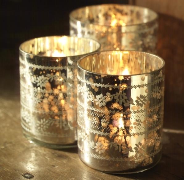 Foto Nkuku Sparkling Silver Glass Tea Light Holders - Set of Six