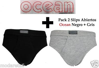 Foto ocean pack 2 calzoncillos tipo slip abiertos negro + gris algodón comodísimo foto 228435