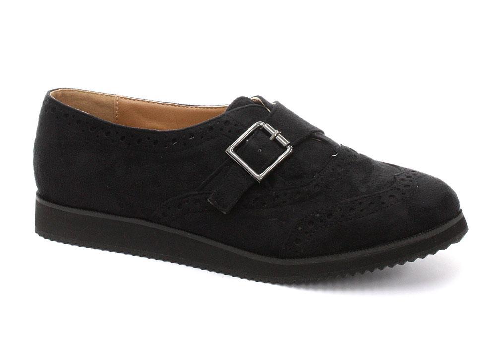 Foto Odeon Brogue Beetle Crusher Creeper Black Faux Suede LS6828 Womens ...
