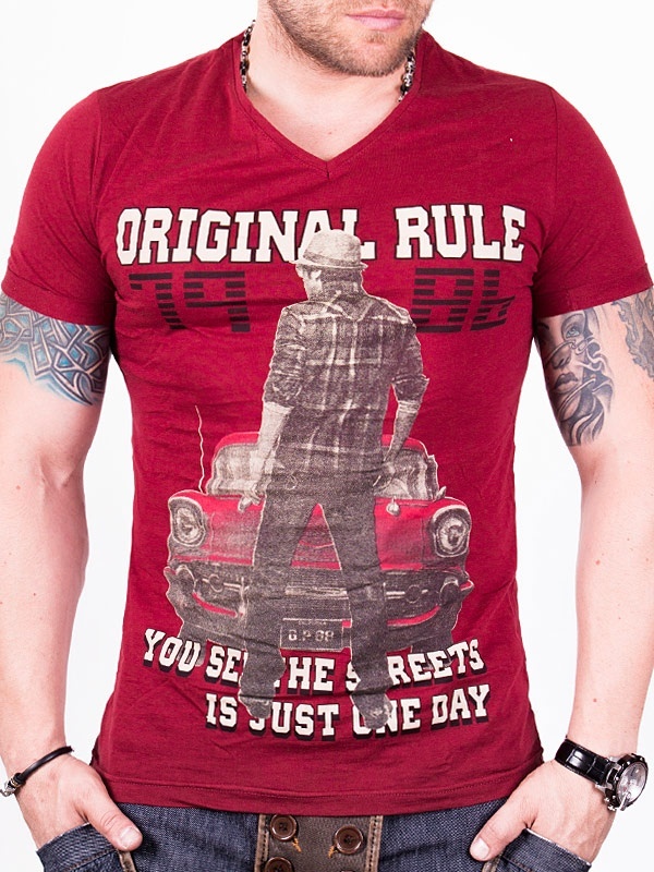 Foto Original Rule Escote en V Camiseta – Rojo - S foto 491276