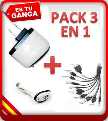 Foto Pack 3 En 1 Multi Cargador Usb 10 En 1 Nokia Sony Samsung Lg Psp Ipod Iphone