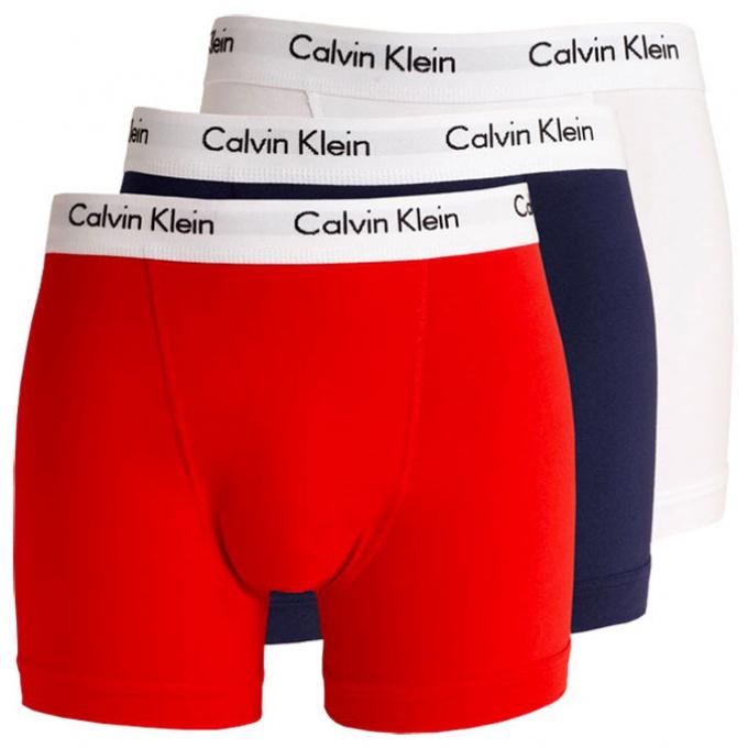 Foto pack 3 shorty azul, blanco y rojo ck underwear