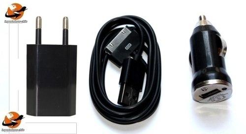 Foto Pack Cargador Iphone Pared + Cargador Auto + Cable de Datos