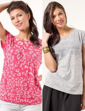 Foto Pack de 2 camisetas manga corta: animal print + rayas de vero moda