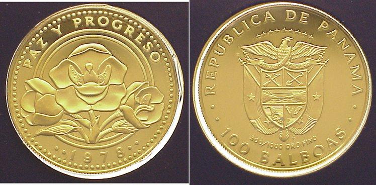 Foto Panama 100 Balboas Gold 1978