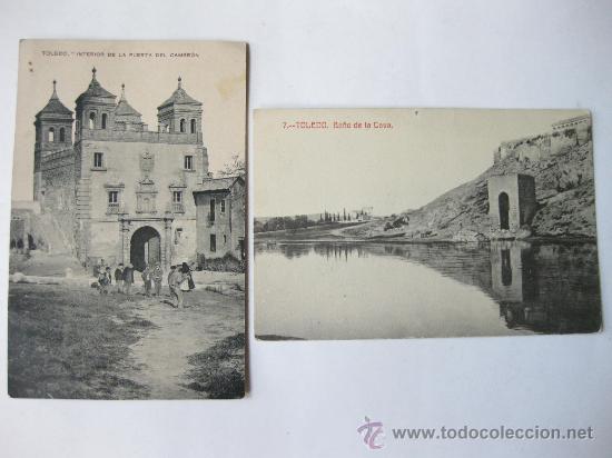 Foto pareja de postales antiguas de toledo baño de la cava y puerta foto 44825