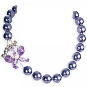 Foto Park Lane Purple Pearl & Crystal Flower Bead Necklace