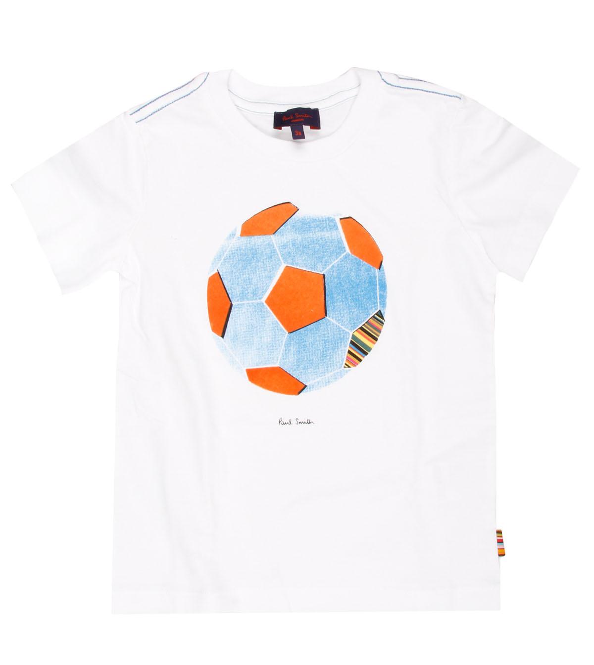 Foto Paul Smith Junior White Football Print Cotton T-Shirt-6 Years