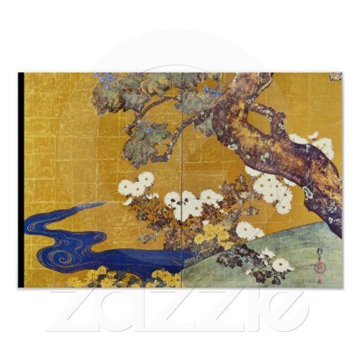 Foto Paulownias blanco y crisantemos, Sakai Hoitsu Poster foto 651902