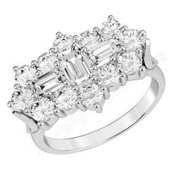 Foto PD415W - 18ct white gold cluster ring with baguette and round bril ... foto 680268