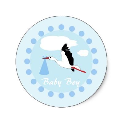 Foto Pegatinas azules de la cigüeña del bebé y blancos foto 121689