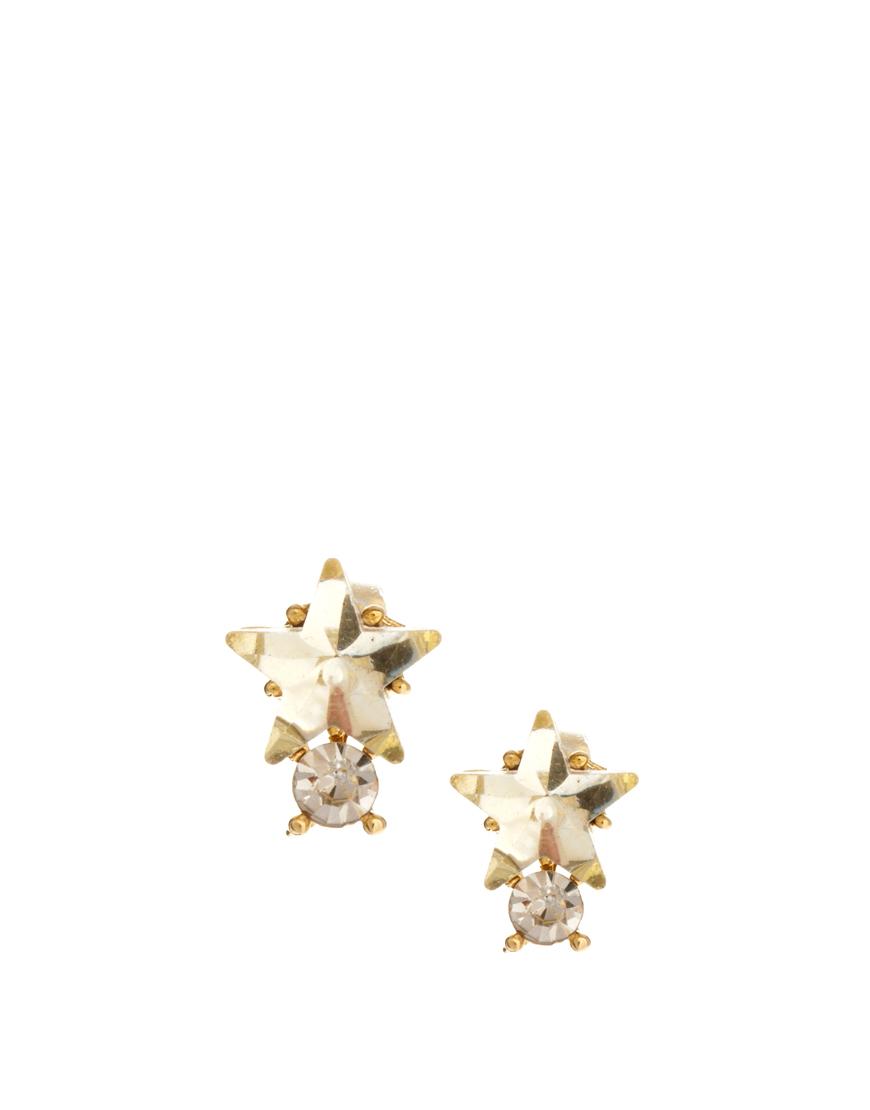 Foto Pendientes de botón de estrella de Johnny Loves Rosie Dorado