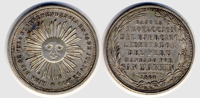 Foto Peru Silbermedaille 1864/3