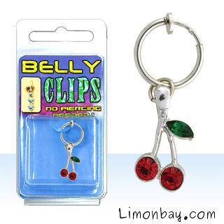 Foto Piercing de ombligo falso - cerezas colgantes con cristal foto 730549