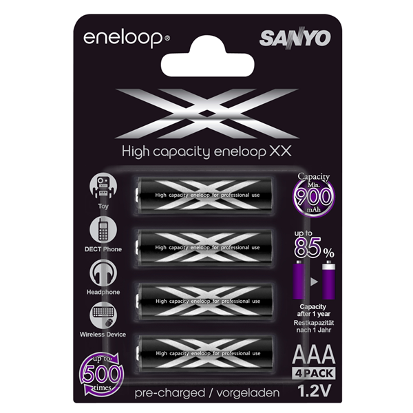 Foto Pilas eneloop XX 4 AAA 900 mAh (pequeñas)