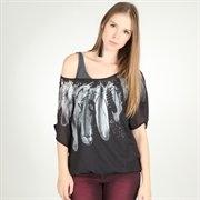 Foto PIMKIE Blusa de gasa con tachuelas y estampado de plumas foto 593449