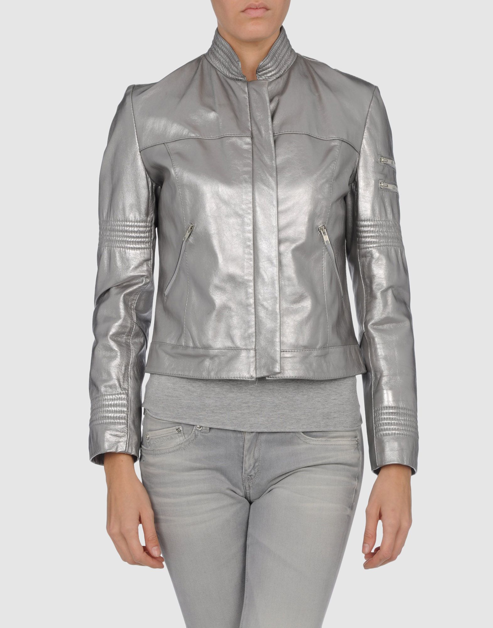 Foto Please Chaquetas De Piel Mujer Gris perla foto 953829