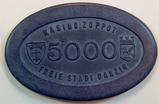 Foto Polen / Danzig / Zoppot 5000 Gulden Kasinogeld ca 1920