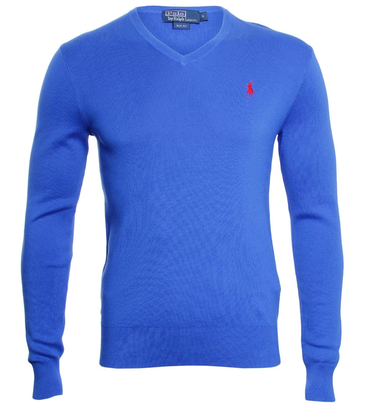 Foto Polo Ralph Lauren Bright Blue Cotton V-Neck Sweater-M foto 935078