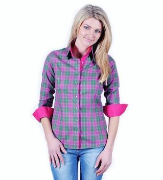 Foto Pontto. Camisa Edimburgh fucsia, verde