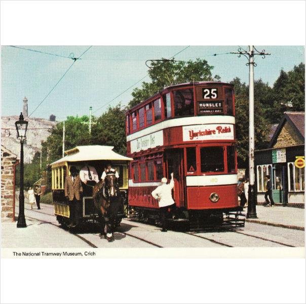 Foto Postcard leeds city tramcar 180 chesterfield horse drawn tram crich
