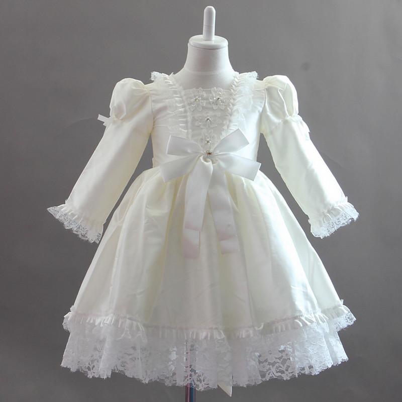 Foto Precioso manga larga de raso de la boda / vestido de noche Vestido de Florista Con Bowknot foto 951111