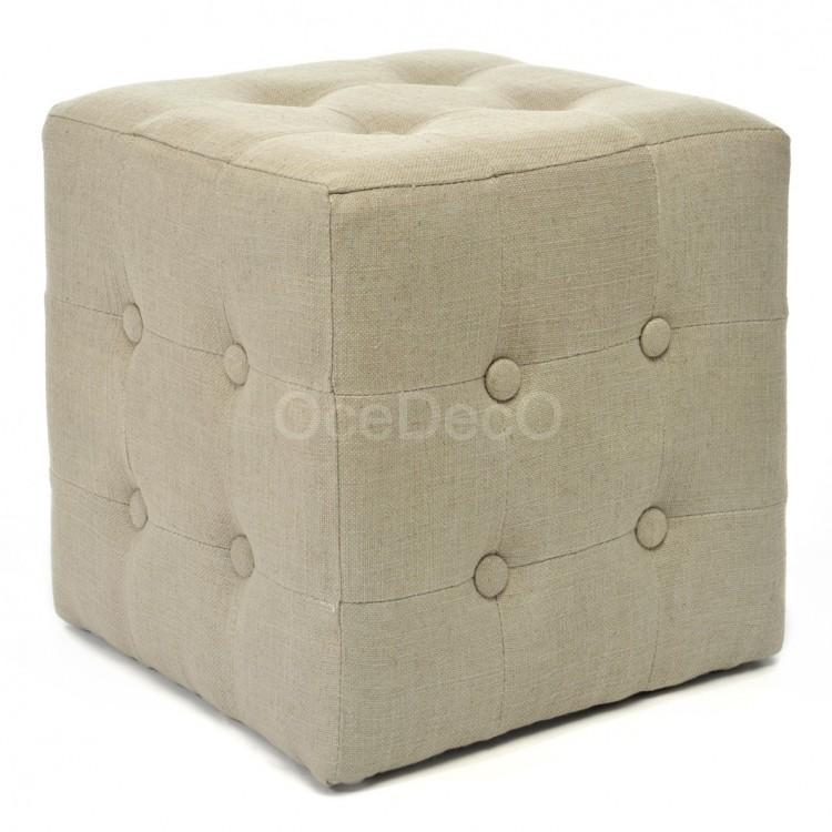 Foto Puff cuadrado beige de lino
