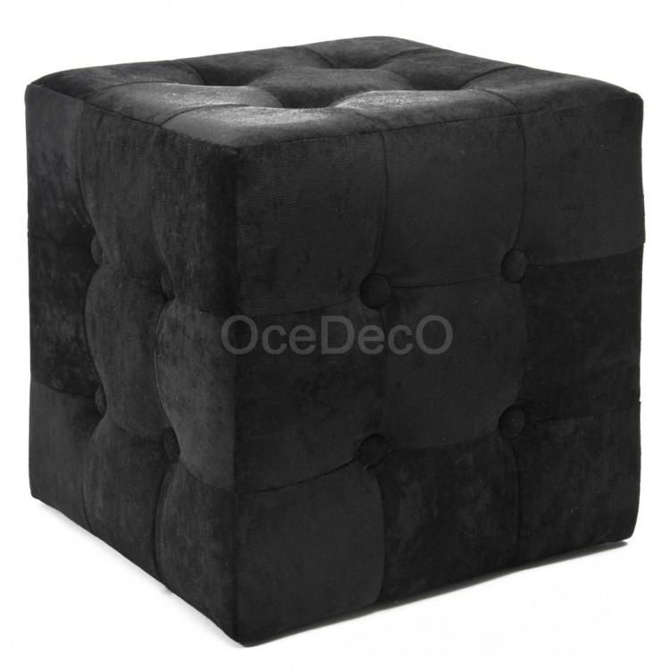 Foto Puff cuadrado negro de pana