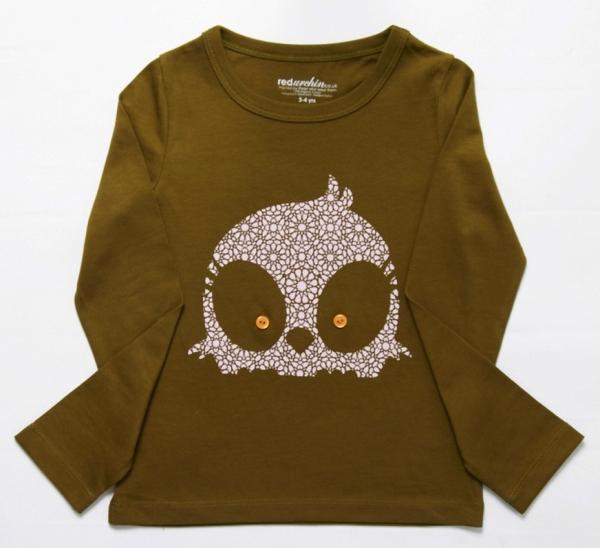 Foto Red Urchin Owl Long Sleeve T-Shirt (Olive)
