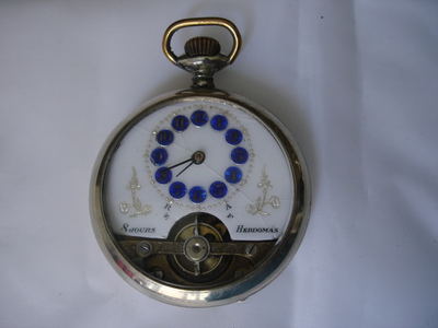 Foto Reloj De Bolsillo. Hebdomas 8 Días. Metal. 1º Xx. Suiza foto 144577