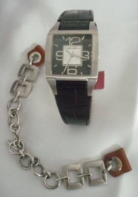 Foto reloj mujer con correa cuero y regalo cadena acero  caramelo  steel woman watch foto 261799